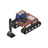 Isometric Excavator On Background vector