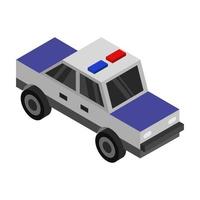 coche de policía isométrico en el fondo vector