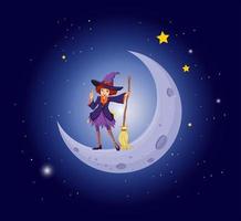 A pretty witch near the moon photo