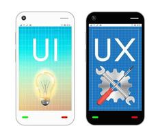 smartphone con diseño ui y ux en pantalla vector