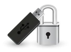 usb flashdrive with a metal lock vector