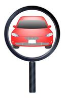 magnifying glass searching a car vector