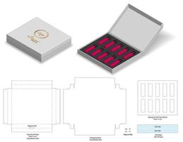 diseño de plantilla troquelada de embalaje de caja. Maqueta 3d vector