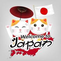 two Maneki Neko welcome to japan vector