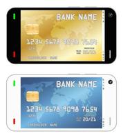 smartphone with a credit card in an interface vector