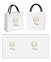 embalaje de bolsas de papel troqueladas y maquetas de bolsas 3d vector