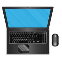 top view of black laptop and mouse vector