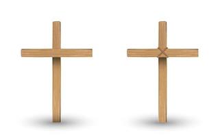 realistic wooden crosses vector