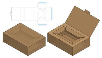 diseño de plantilla troquelada de embalaje de caja. Maqueta 3d vector