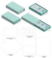 diseño de plantilla troquelada de embalaje de caja. Maqueta 3d vector