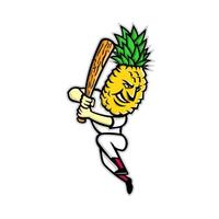 Pineapple Baseball Batting Mascot vector