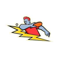 Table Tennis Player Lightning Bolt Mascot vector