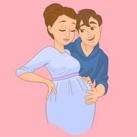 pareja joven esperando bebé vector