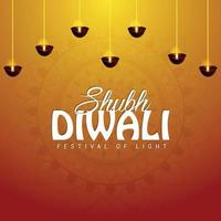 shubh diwali el festival de la tarjeta de felicitación de celebración ligera con ilustración vectorial vector