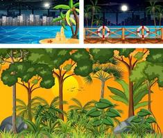 Set of different nature horizontal scenes vector