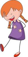 Little girl laughing doodle cartoon character isolated vector