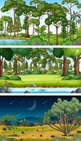 Three different nature horizontal scenes vector