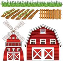 Farm element set isolated on white background vector