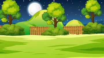 Blank meadow landscape scene at night time vector