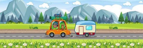 Roadtrip in the beautiful scenic view vector