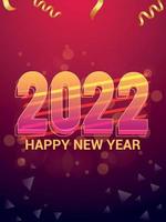 Happy new year 2022 invitation greeting card with creative golden text vector