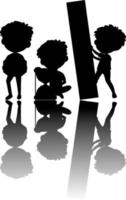 Set of kids silhouette with reflex vector