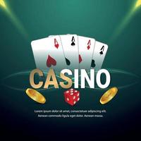 Casino vip juego de apuestas de lujo con fichas, cartas y dados. vector