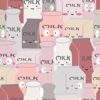 Cute milk bottle pattern vector