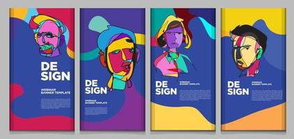 Vector webinar banner template with colorful abstract shape