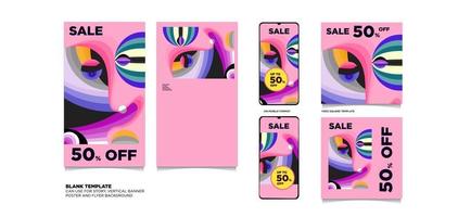 Social media template  with colorful abstract background vector