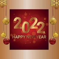 2022 happy new year celebration greeting card and party ball vector