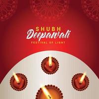 Diwali indian festival, the festival of light invitation greeting card with creative diwali diya vector