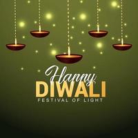 Indian festival of happy diwali greeting card with creative background vector