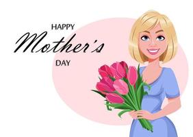 Happy Mother's day greeting card. Beautiful woman vector