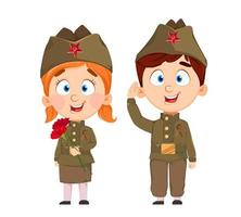 May 9. Cute boy and girl. Happy Victory day vector