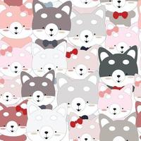 Cute Siberian Husky dog seamless pattern vector