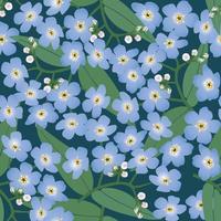 Spring floral seamless pattern. Blue flower forget-me-not ornamental background. vector