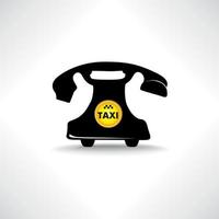 icono de servicio de taxi. puntero del mapa de taxis, señales de taxi. señal de taxi. llamar al icono de teléfono fijo de taxi. auricular retro con emblema de taxi circular vector