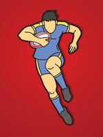 Rugby Player Jumping and Running vector