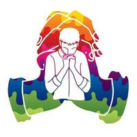 Men Prayer Colorful Abstract Graphic vector