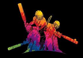 Abstract Group of Cricket Players vector