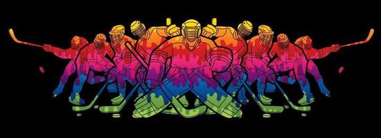 equipo de jugadores de hockey sobre hielo masculino vector