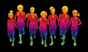 Group of Children Running Together vector