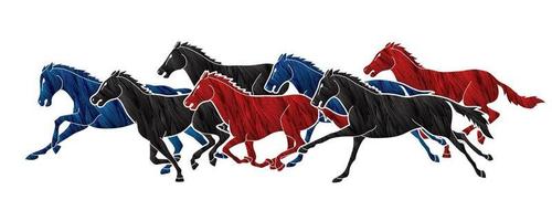 Seven Horses Running vector