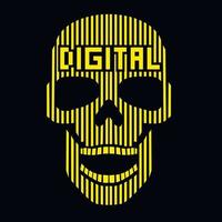 Digital skull-grunge vintage design t shirts vector