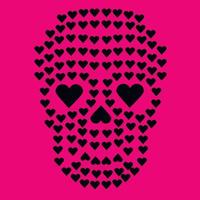 Cráneo del día de San Valentín con corazón, camisetas de diseño vintage grunge vector