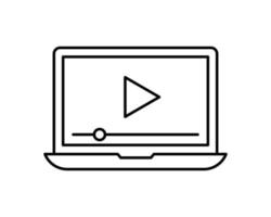 webinar on a laptop, icon, play video learning, online distance training vector