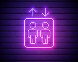 Elevator icon. Elements of hotel in neon style icons. Simple icon for websites, web design, mobile app, infographics isolated on brick wall vector