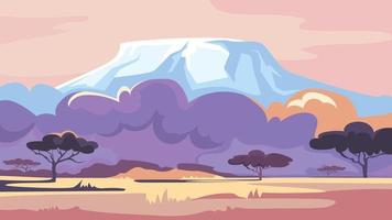African landscape on the background of mountains. vector