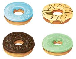 Set of donuts with different fillings. vector